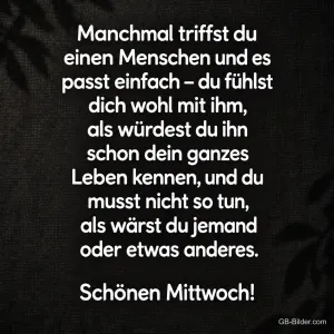 Weiße Schrift auf dunklem Grund, Spruch über Freundschaft, Schönen Mittwoch!