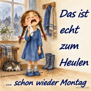 Weinendes Mädchen, lustiger Spruch, Text: Das ist echt zum Heulen