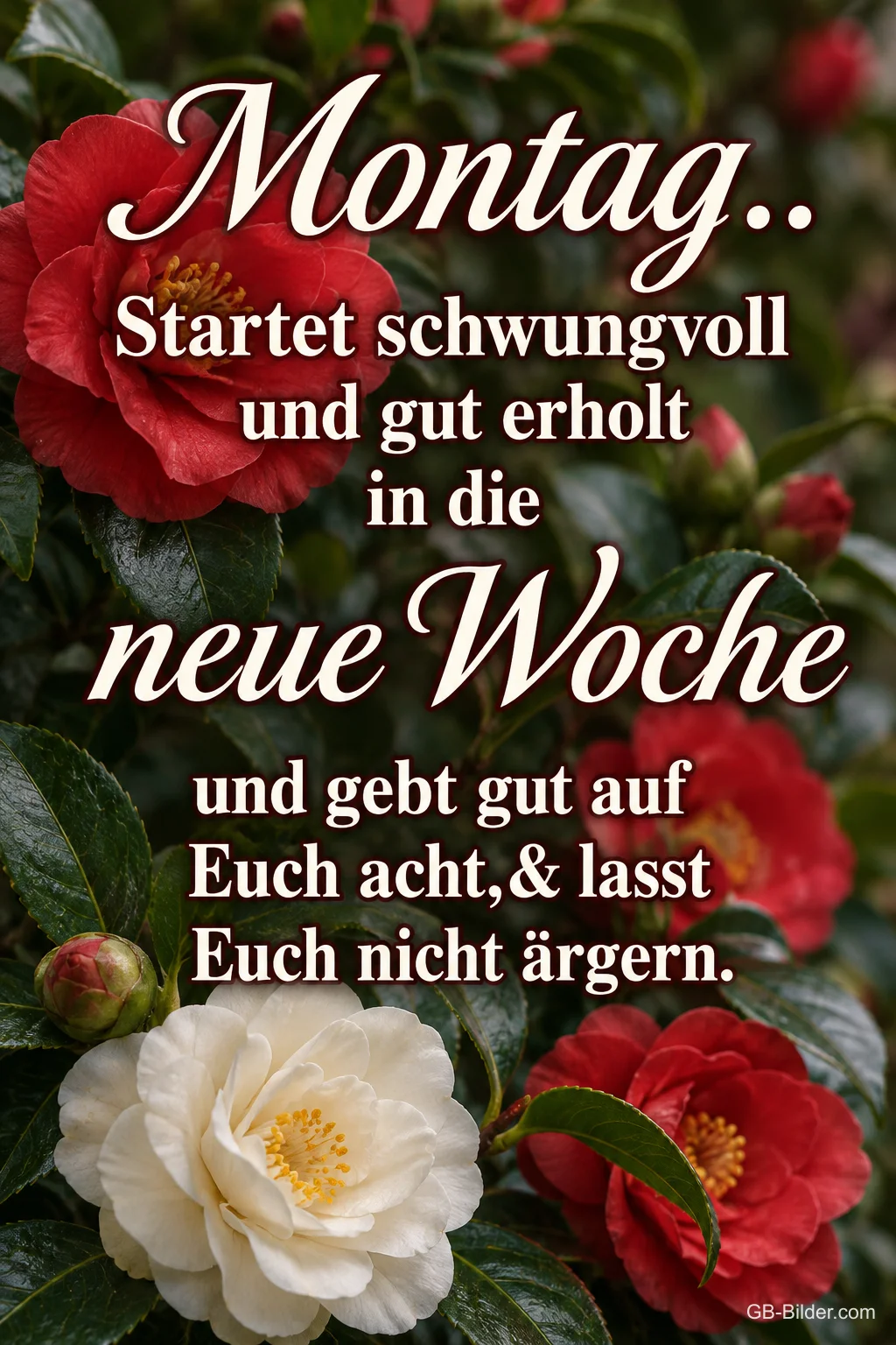 Rote und weiße Kamelien, Text: Montag