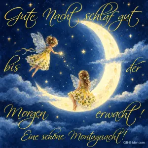 Feen auf der Mondsichel, Text: Gute Nacht, schlaf gut, bis der Morgen erwacht