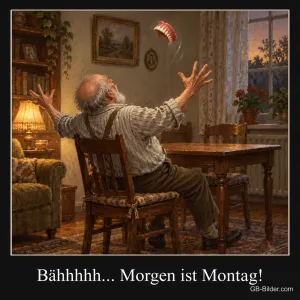 Entsetzter älterer Mann, lustiger Spruch, Text: Bähhhhh