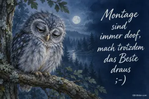 Müder Waldkauz, Text: Montage sind immer doof, mach trotzdem das Beste draus ;-)