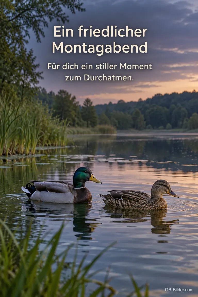 Stockenten am Abend, Text: Ein friedlicher Montagabend
