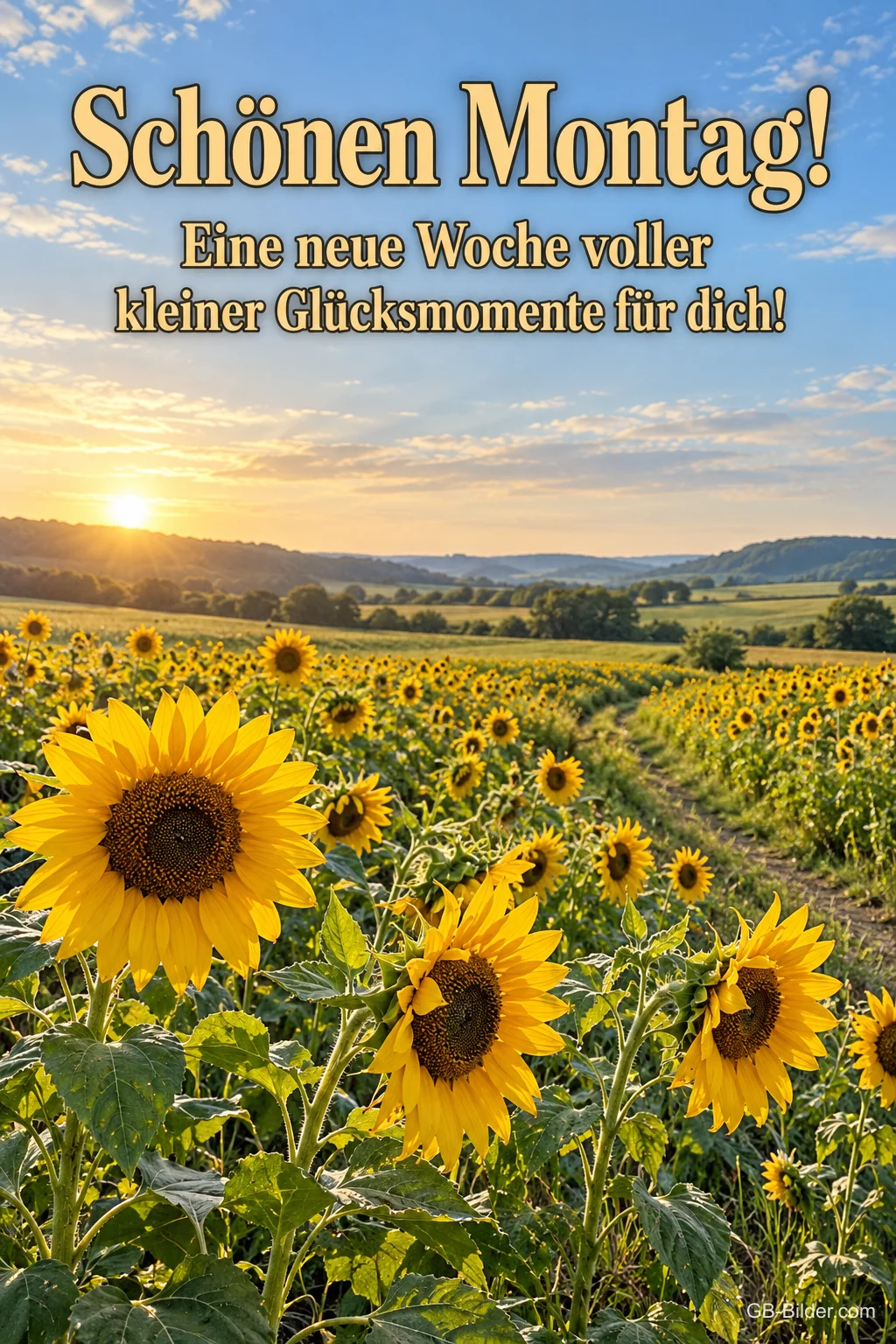 Sonnenblumenfeld, Text: Schönen Montag