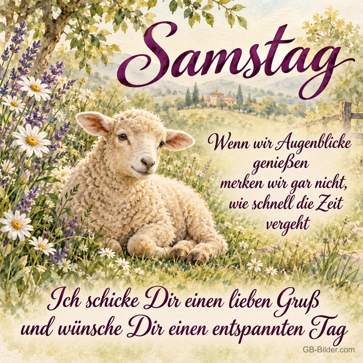 Lamm in der Blumenwiese, Text: Samstag