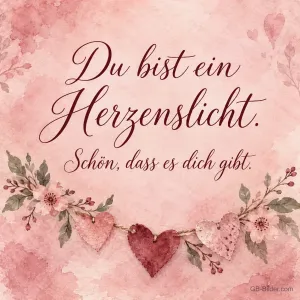 Herzgirlande auf Rosa, Text: Du bist ein Herzenslicht. Schön, dass es dich gibt.