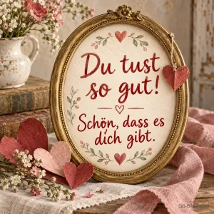 Goldener Rahmen mit Herzen, Text: Du tust so gut!