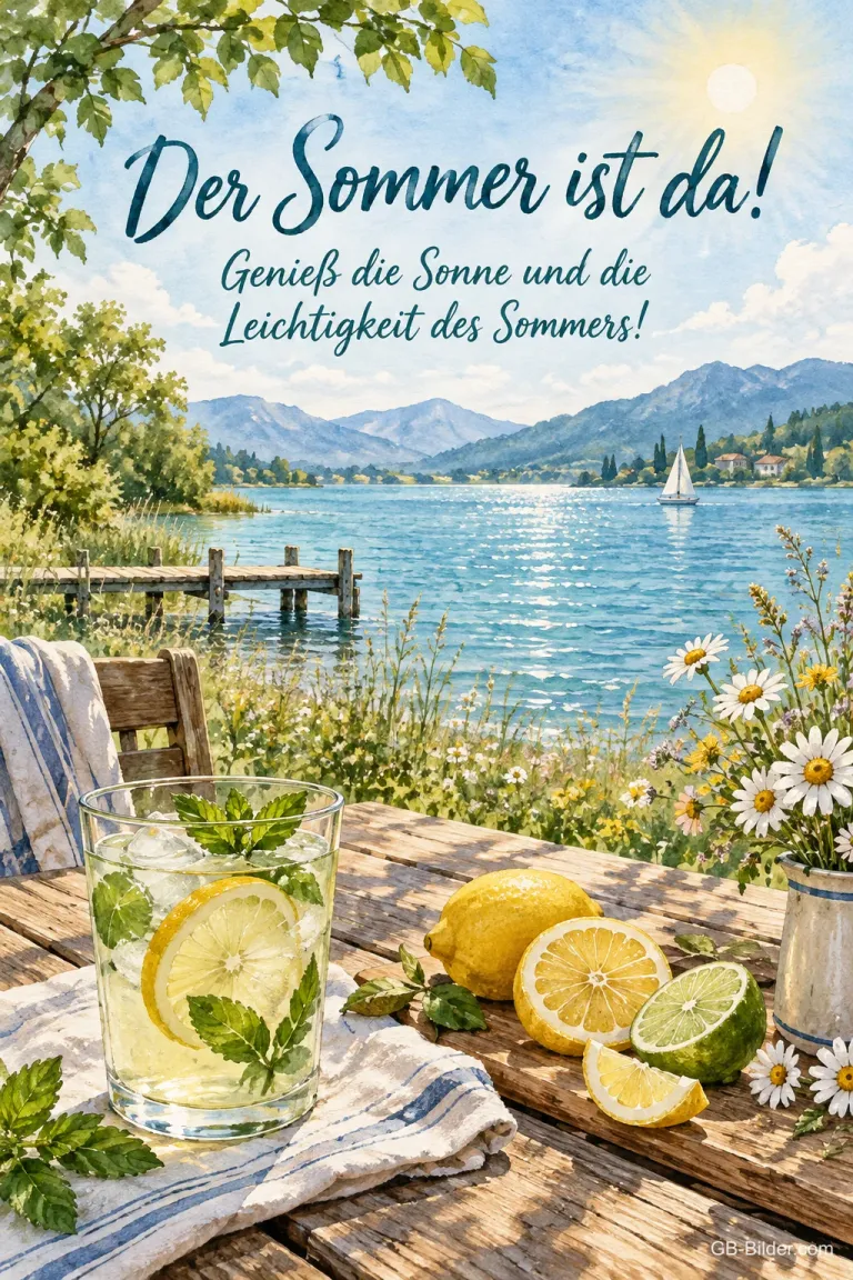 Zitronenlimonade am See, Text: Der Sommer ist da!