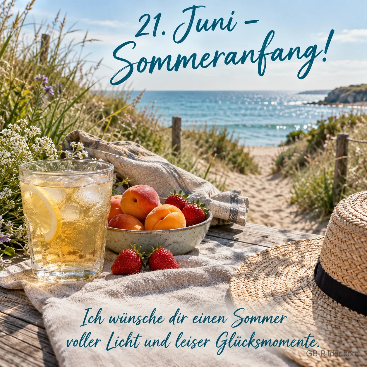 Eistee und Obst am Dünenweg, Text: 21. Juni – Sommeranfang! Eistee und Obst am Dünenweg, Text: 21. Juni – Sommeranfang!