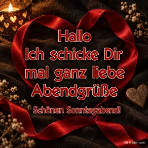 Herz aus Satinband, Text: Hallo
