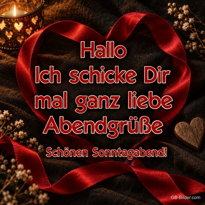 Herz aus Satinband, Text: Hallo Herz aus Satinband, Text: Hallo