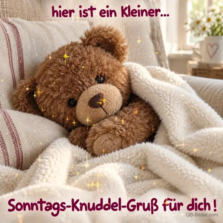 Kuschelnder Teddybär, Text: hier ist ein Kleiner