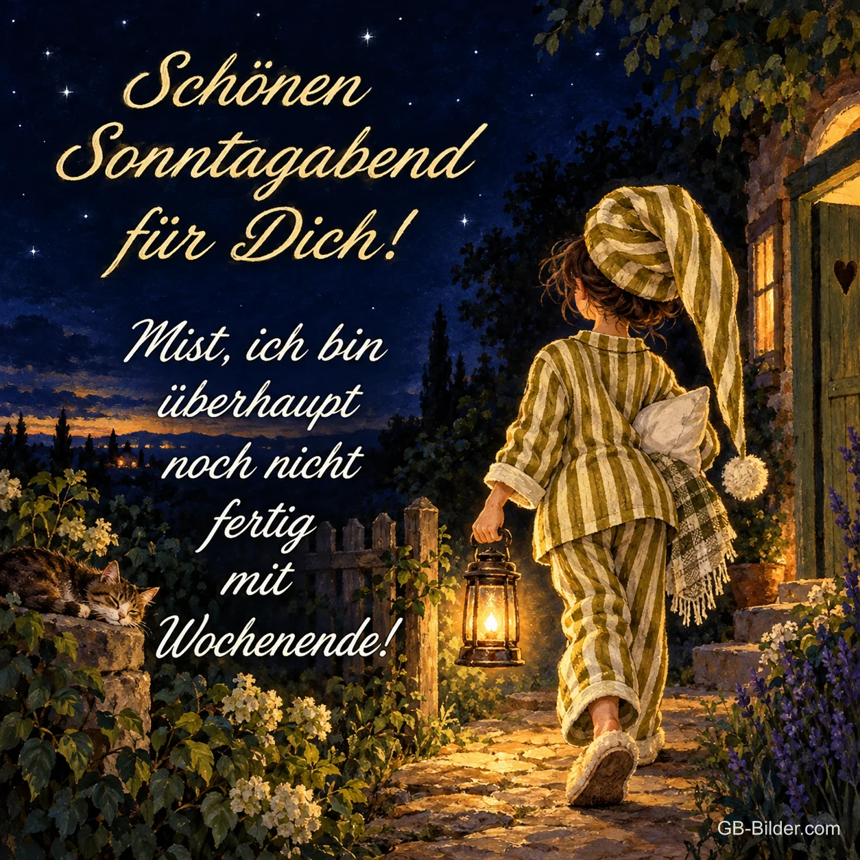 Kind mit Laterne, Text: Schönen Sonntagabend für Dich Kind mit Laterne, Text: Schönen Sonntagabend für Dich