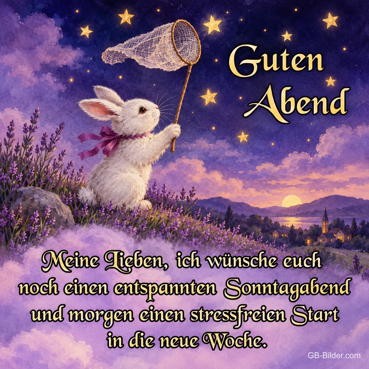 Hase fängt Sterne, Text: Guten Abend Hase fängt Sterne, Text: Guten Abend