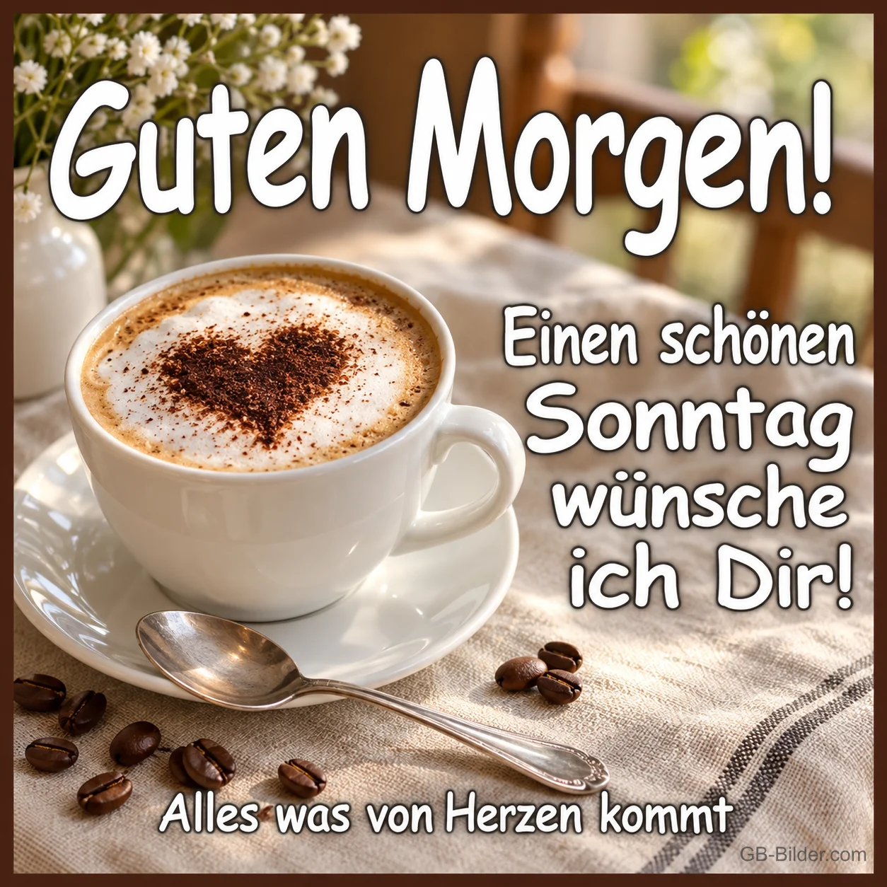 Cappuccino mit Herz, Text: Guten Morgen