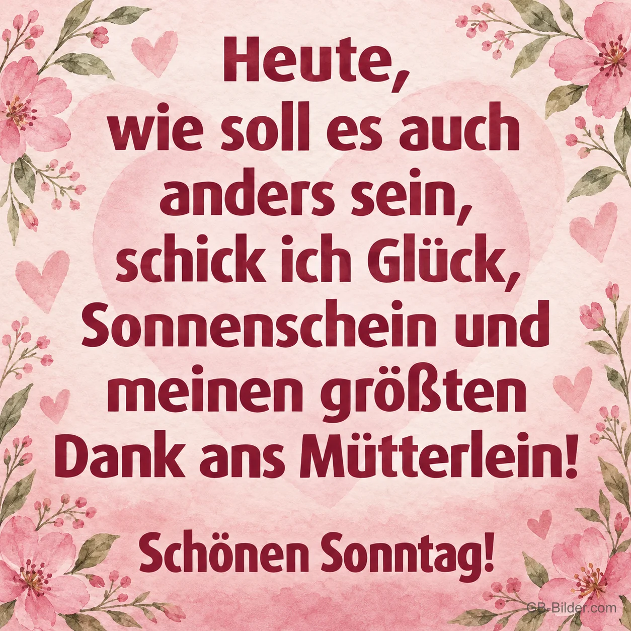Blumenranken auf Rosa, Muttertagsgruß: Dank ans Mütterlein, Schönen Sonntag!