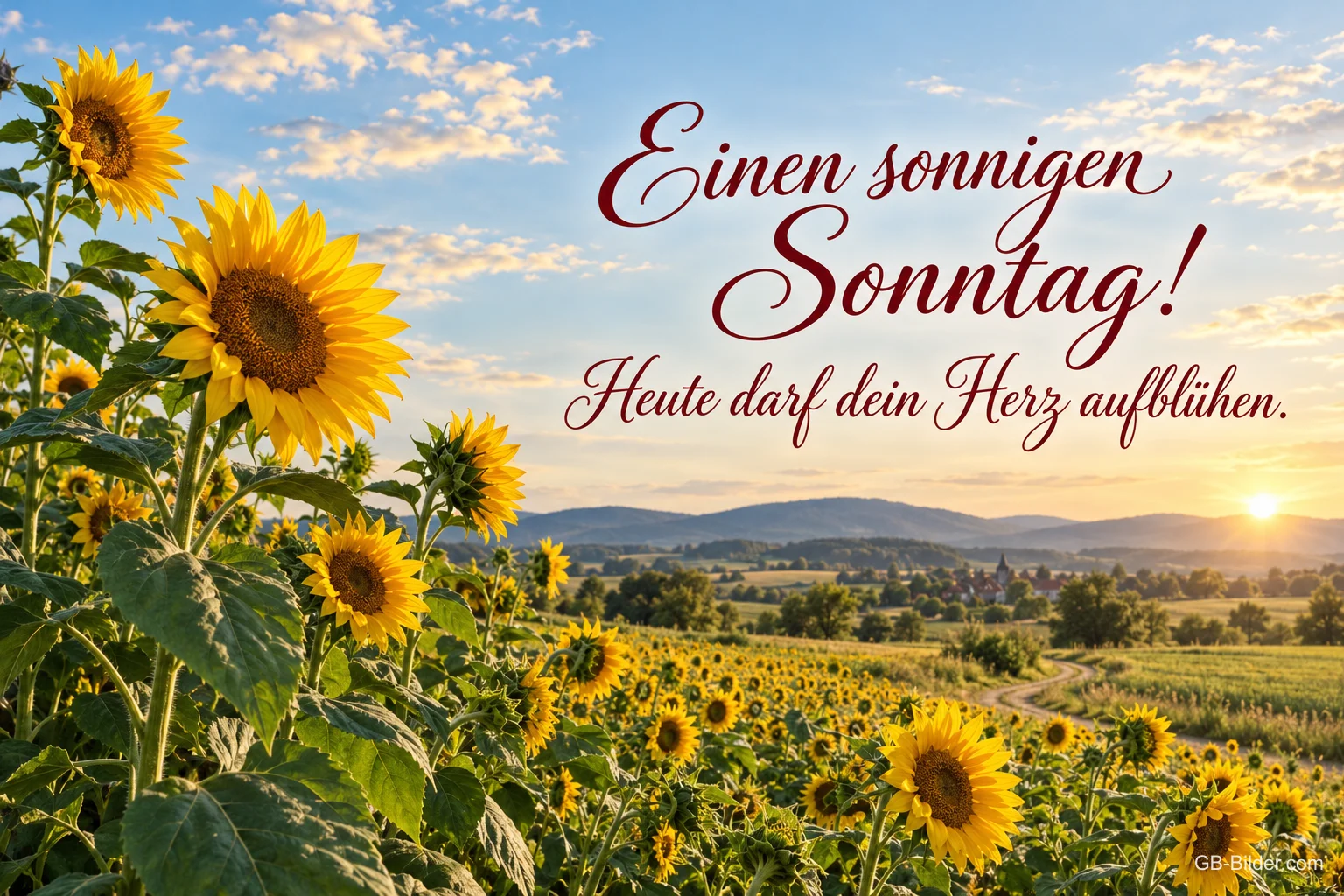 Sonnenblumenfeld, Text: Einen sonnigen Sonntag