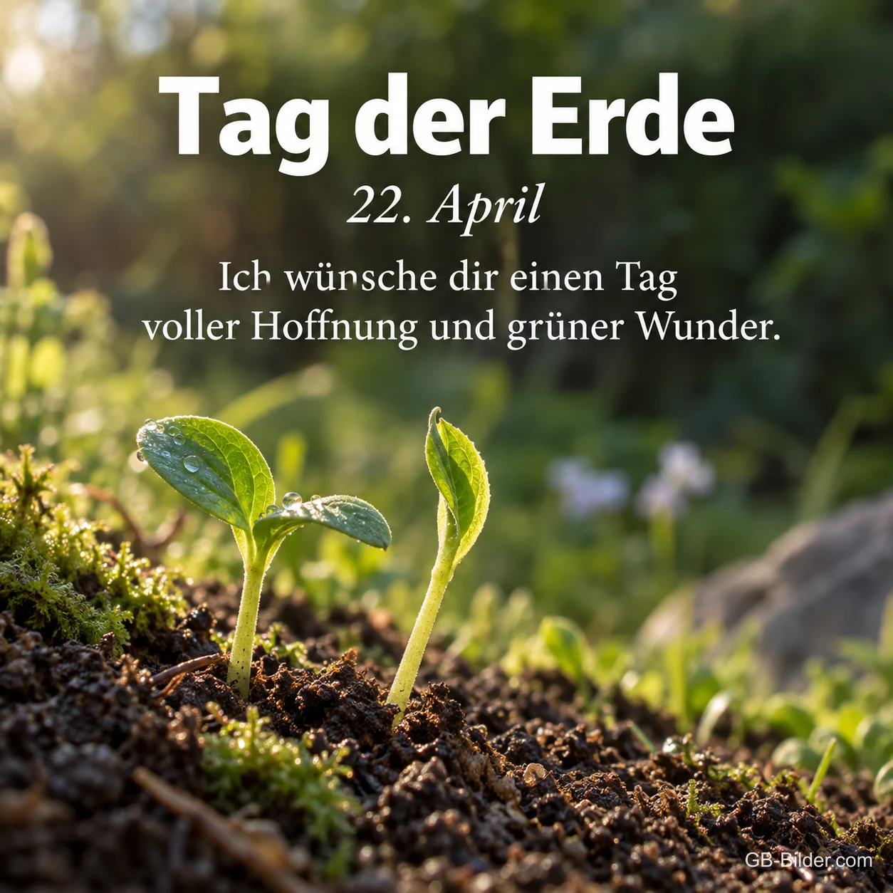 Keimlinge in der Erde, Text: Tag der Erde