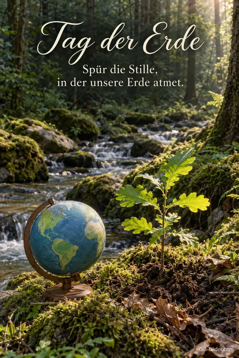 Globus im Moos am Waldbach, Text: Tag der Erde