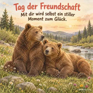 Zwei Bären auf der Wiese, Text: Tag der Freundschaft