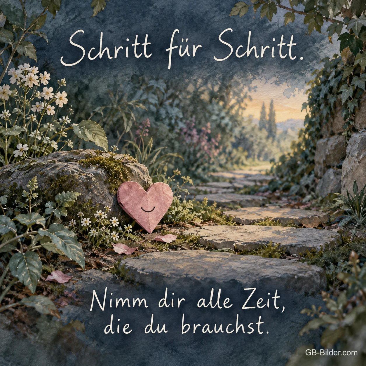 Steinherz am Gartenweg, Text: Schritt für Schritt Steinherz am Gartenweg, Text: Schritt für Schritt