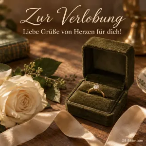 Ring im grünen Samtkästchen, Text: Zur Verlobung
