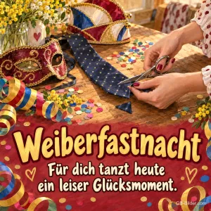Krawatte zwischen Konfetti, Text: Weiberfastnacht