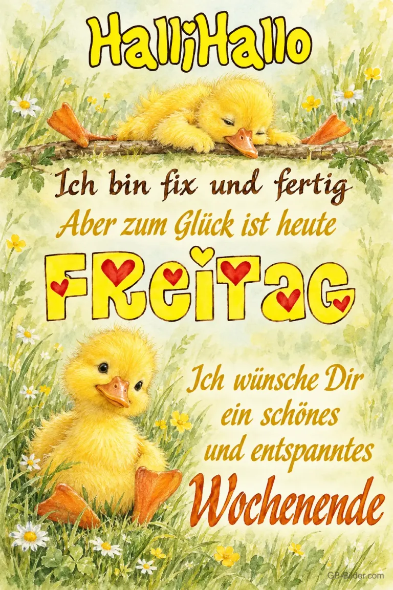 Erschöpftes Entenküken, Text: HalliHallo